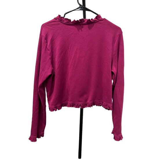 Brandl Tracht XL Magenta Ruffled Cotton Cardigan Shrug Sweater - Picture 2 of 8